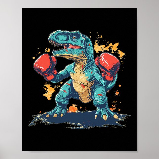 Póster Cool Boxing Gloves With Dinosaur  (Frente)
