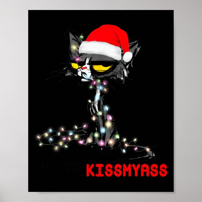 Póster Cool Cat Hat Merry Kiss My Christmas  (Frente)