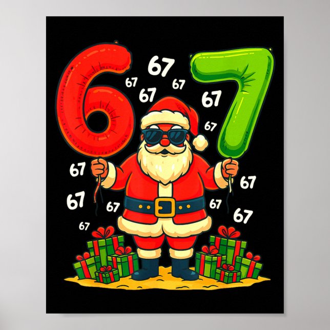 Póster Cool Christmas Six Seven Santa Claus 6 7 Funny Gen (Frente)