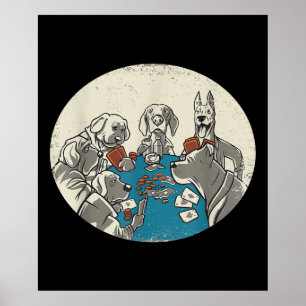 Póster Cool Cute Dogs Playing Cards Poker Texas Holdem