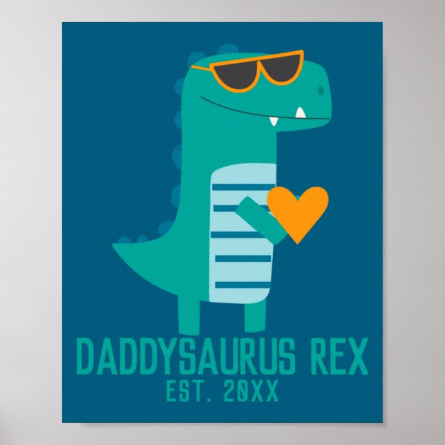 Póster Cool Dino Daddysaurus Rex New Dad Fathers Day  (Frente)