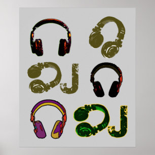 Póster cool DJ headphones decor idea