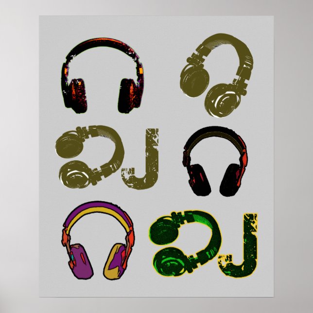 Póster cool DJ headphones decor idea (Frente)