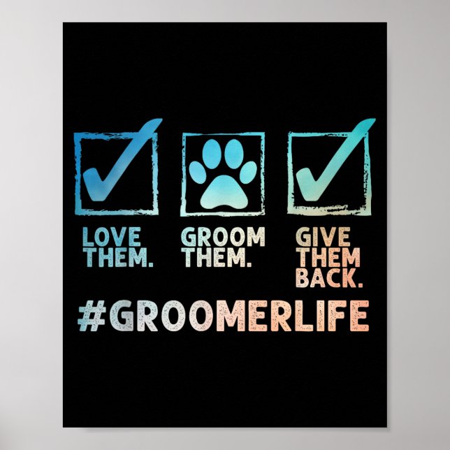 Póster Cool Dog Groomer Art For Men Women Dog Grooming Pe (Frente)
