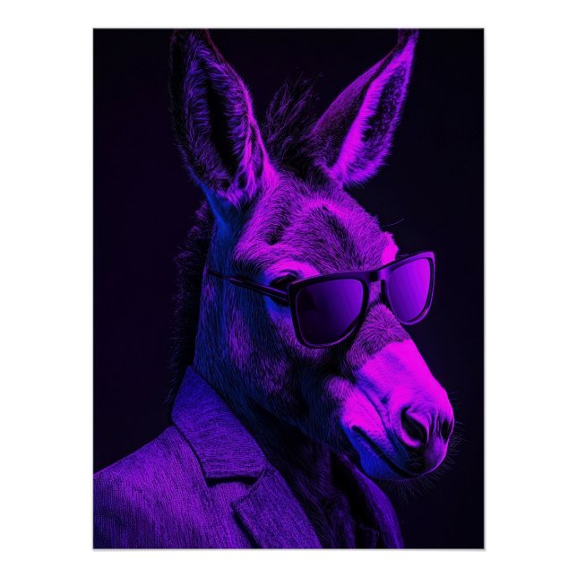 Póster Cool Donkey with Sunglasses and Neon Suit Urban (Anverso)