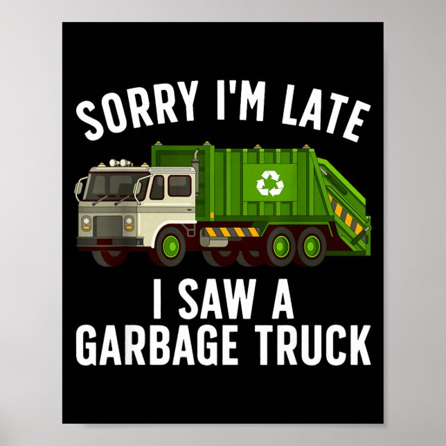 Póster Cool Garbage Truck Art For Men Women Kids Garbage  (Frente)