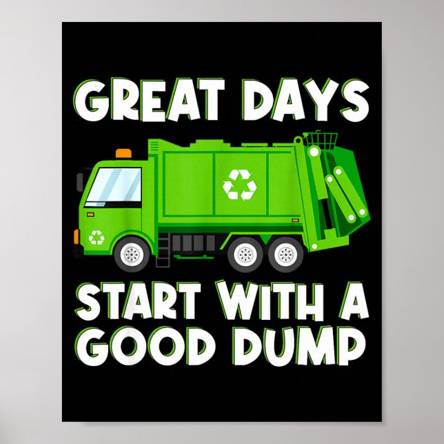 Póster Cool Garbage Truck Good Dump Truck Men Kids Boys T (Frente)