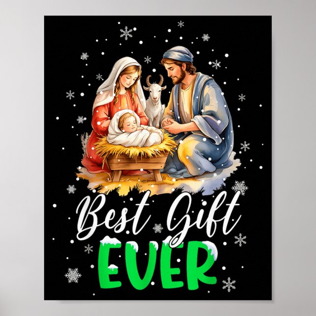 Póster Cool Jesus Nativity Scene Christian Best Ever Chri (Frente)