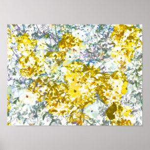 Póster Cool, modern,yellow grey romantic flower pattern d