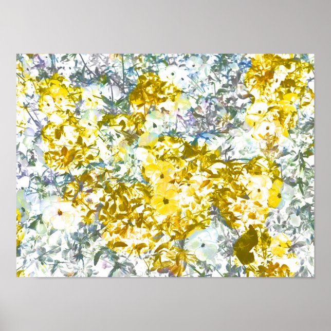 Póster Cool, modern,yellow grey romantic flower pattern d (Frente)