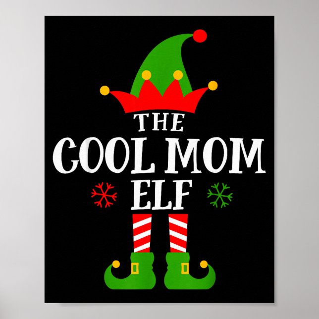 Póster Cool Mom Elf Funny Matching Family Christmas Pajam (Frente)