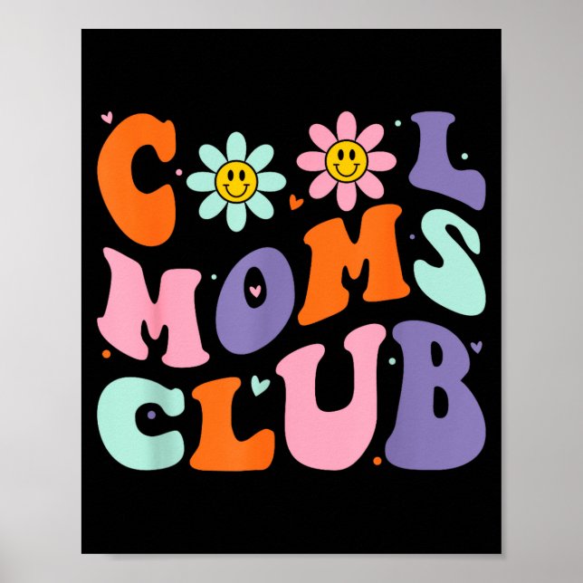 Póster Cool Moms Club Retro Groovy Mom Mommy Mama Mothers (Frente)