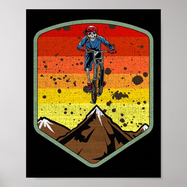 Póster Cool Mountain Biking Skeleton Zombie Skull Mtb Bmx (Frente)