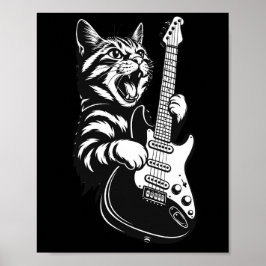 Póster Cool Music Love | Rock Cat Playing Electric Guitar