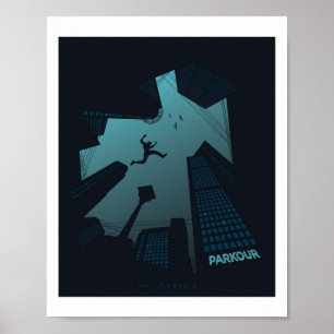 Póster Cool PARKOUR Teen Graphics Building Roof Jumping