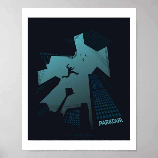 Póster Cool PARKOUR Teen Graphics Building Roof Jumping (Frente)