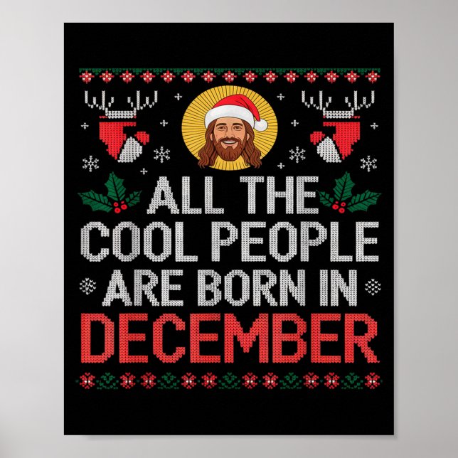 Póster Cool People Are Born In December Christian Christm (Frente)