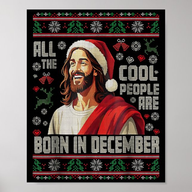 Póster Cool People Are Born In December Christian Christm (Frente)