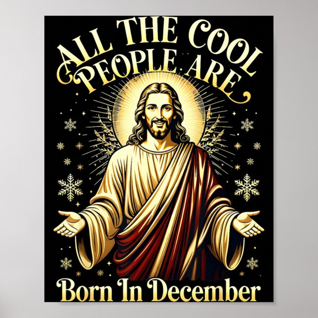 Póster Cool People Are Born In December Christian Christm (Frente)