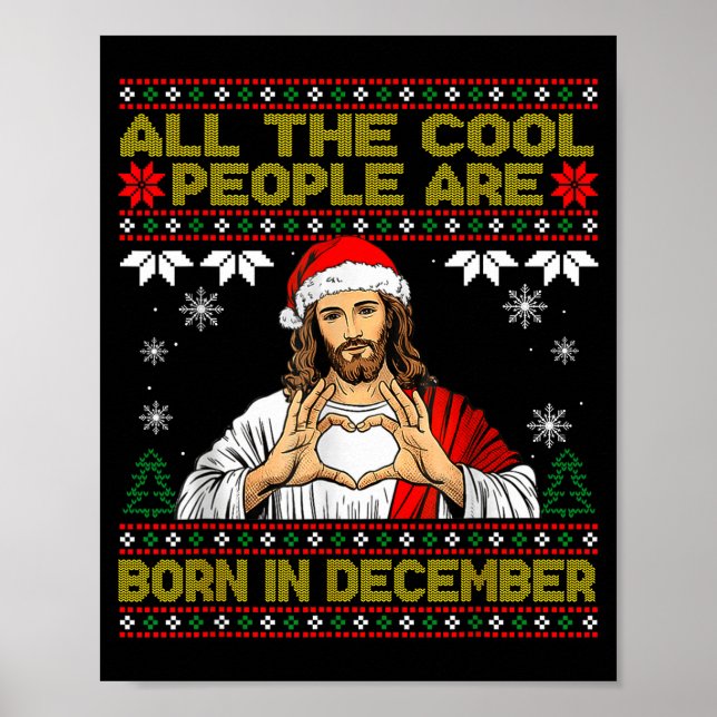 Póster Cool People Are Born In December Christian Christm (Frente)
