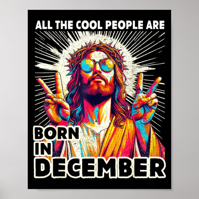 Póster Cool People Are Born In December Christian Christm (Frente)