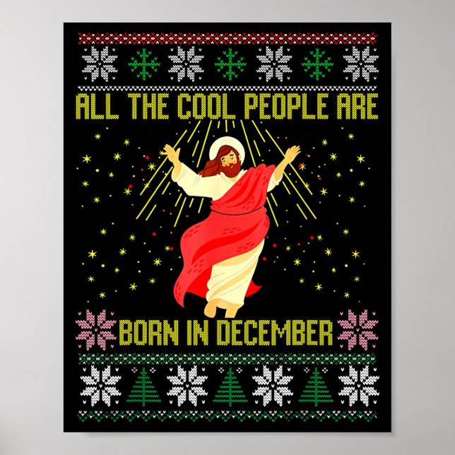 Póster Cool People Are Born In December Christian Christm (Frente)