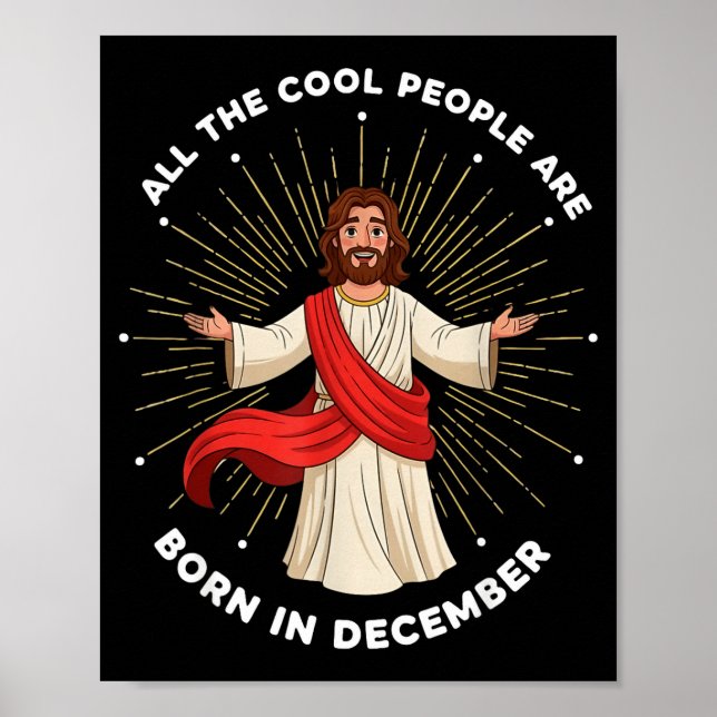 Póster Cool People Are Born In December Christian Christm (Frente)