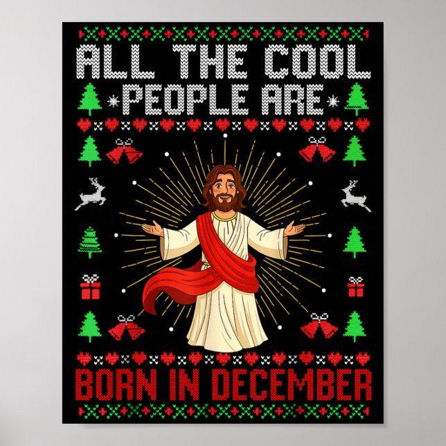Póster Cool People Are Born In December Christian Christm (Frente)