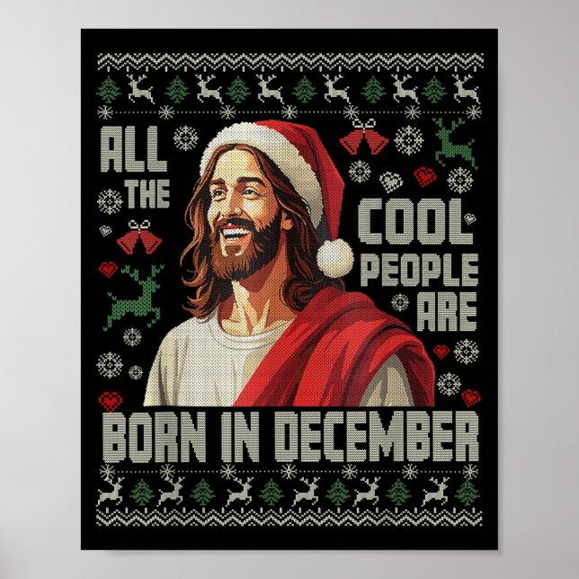 Póster Cool People Are Born In December Christian Christm (Frente)