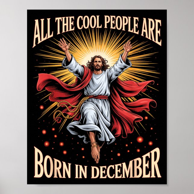 Póster Cool People Are Born In December Christian Christm (Frente)