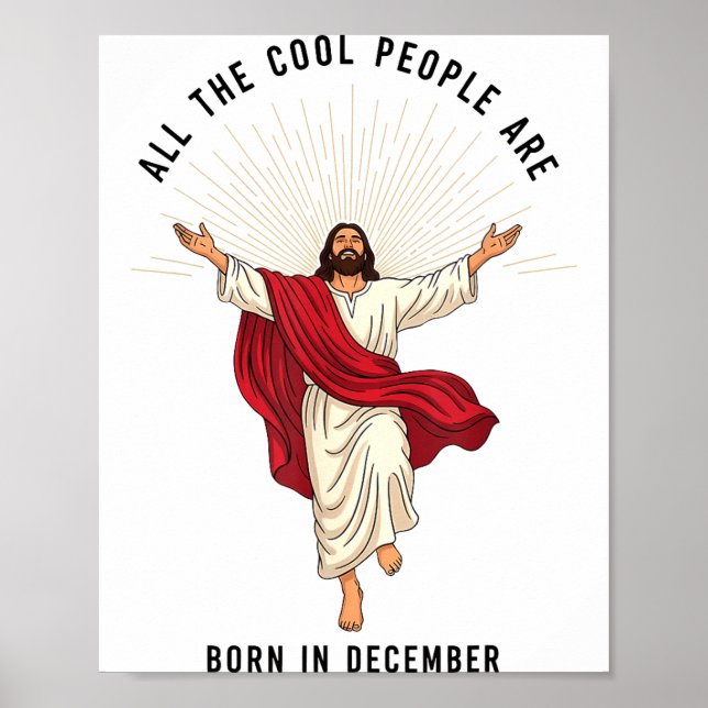 Póster Cool People Are Born In December Christian Jesus C (Frente)