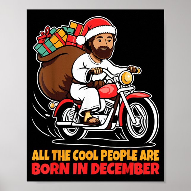 Póster Cool People Are Born In December Jesus Christmas C (Frente)