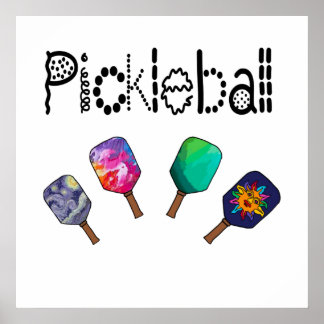 Póster Cool Pickleball and Paddles Sports Art