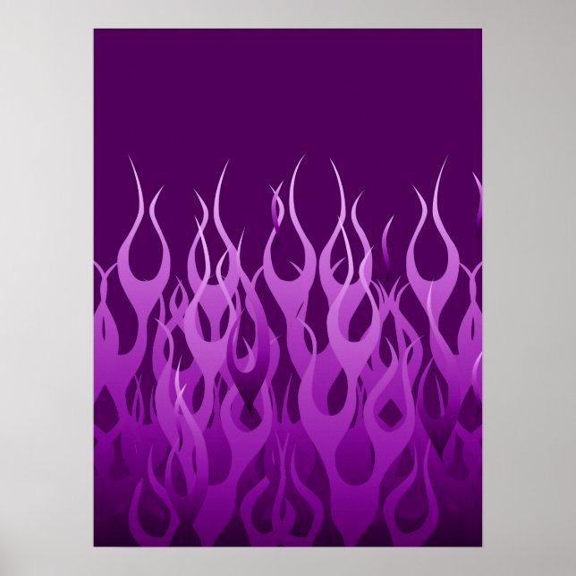 Póster Cool Purple Racing Flames Pin Stripes (Frente)