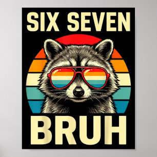 Póster Cool Retro Seis Siete Bruh Mapache Sungles Meme 67
