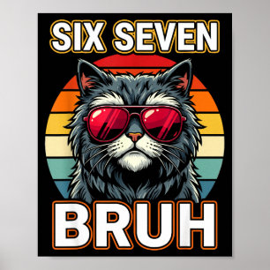 Póster Cool Retro Seis Siete Hermano Gato Gafas Meme 67