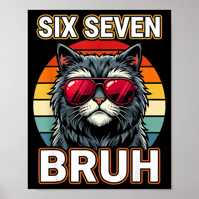 Póster Cool Retro Six Seven Bruh Cat Sungles Meme 67  (Frente)