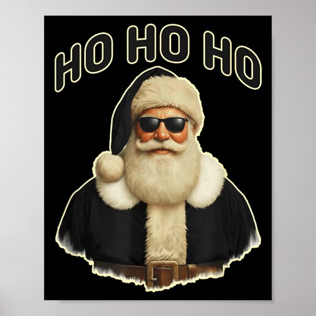 Póster Cool Santa In Black Hat Sungles Graphic  (Frente)