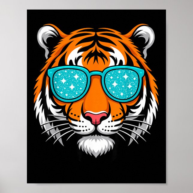 Póster Cool Shirts For Boys Kids, Funny Tiger Sungles  (Frente)