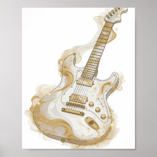 Póster Cool Silver GUITARRA DE ORO Diseño Personalizado