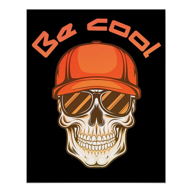 Póster Cool Skull with Cap and Sunglasses (Anverso)