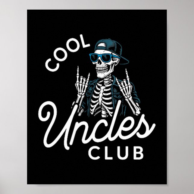 Póster Cool Uncles Club Shirt Funny Skeleton Men Uncle  (Frente)