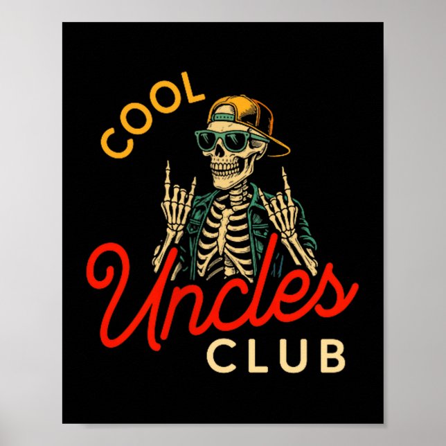 Póster Cool Uncles Club Shirt Funny Skeleton Retro Uncle  (Frente)