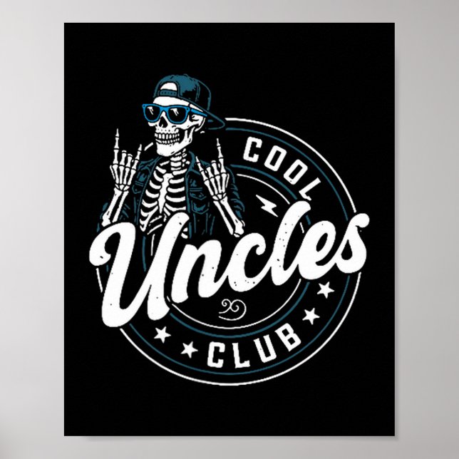 Póster Cool Uncles Club Shirt Funny Skeleton Uncle Men  (Frente)