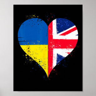 Póster Cool Union Jack y bandera de Ucrania para orgullos