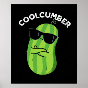 Póster Coolcumber Funny Veggie Cucumber Pun Dark BG