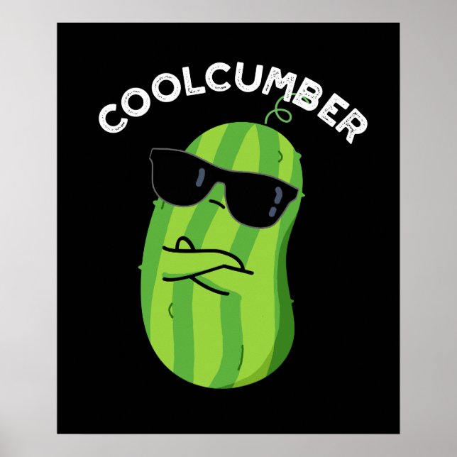 Póster Coolcumber Funny Veggie Cucumber Pun Dark BG (Frente)