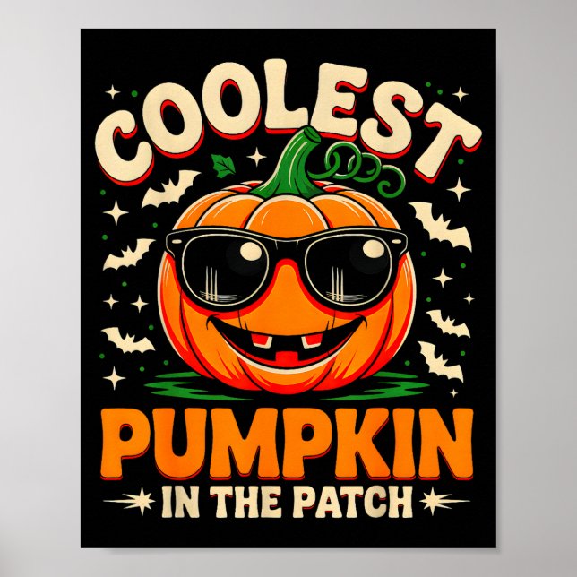 Póster Coolest Pumpkin In The Patch Groovy Halloween For  (Frente)