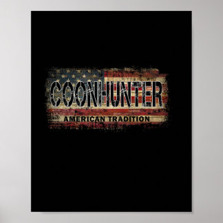 Póster Coon Hunter Bandera Estadounidense Estilo de cosec