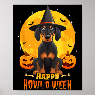 Póster Coonhound negro y marrón Halloween Aúlla O Ween Pe